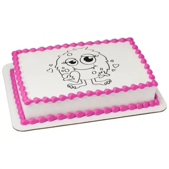 Paintable Love Monster Valentine's Day Edible Cake Image PhotoCake&reg; {1}