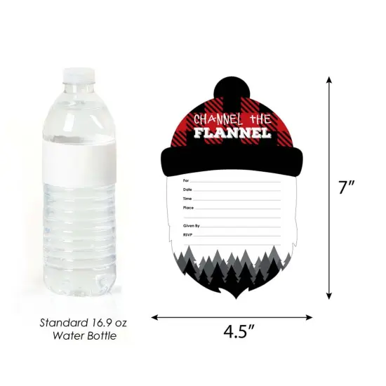 Big Dot of Happiness Lumberjack - Channel the Flannel - Shaped Fill-in Invitations - Buffalo Plaid Party Invitation Cards with Envelopes - Set of 12 {6}