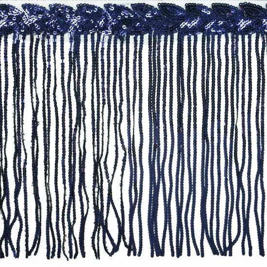 5 Yards of Blame Sequined Leaf Vine Fringe | 5 yard cut Navy Blue {1}