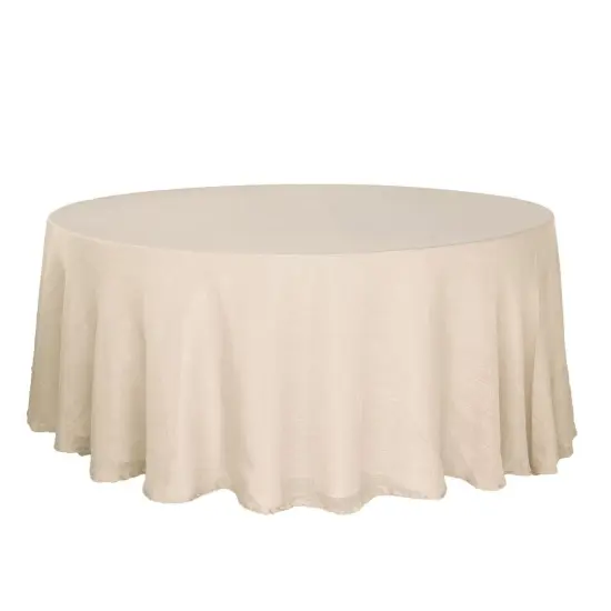 120" Round Faux Burlap Tablecloth Beige {1}