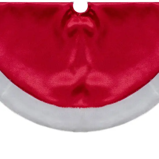 Northlight 20-Inch Red Satin Mini Christmas Tree Skirt With a White Faux Fur Trim {4}