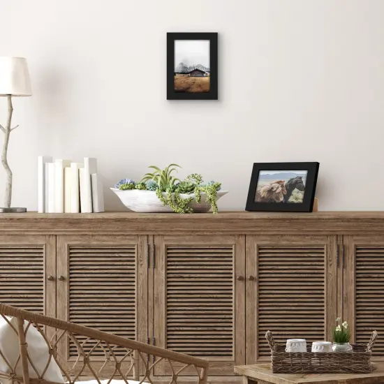 Americanflat 4x6 Modern Picture Frame - Set of 2 - Photo Frame for Wall Display - Shatter Resistant Glass - Adjustable Hanging Hardware - Includes Easel for Tabletop Display - Black {6}