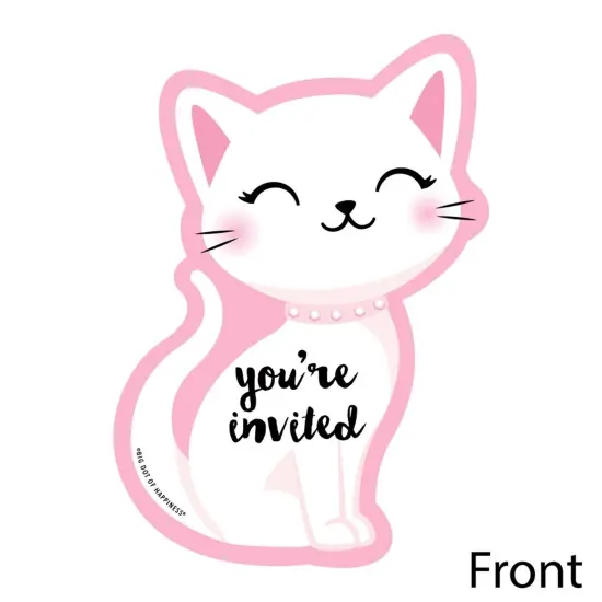 Big Dot of Happiness Purr-fect Kitty Cat - Shaped Fill-in Invitations - Meow Baby Shower or Birthday Party Invitation Cards with Envelopes - Set of 12 {3}