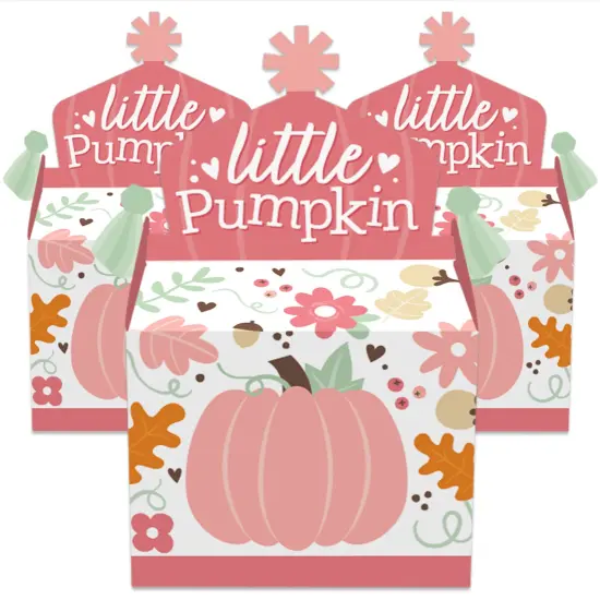 Big Dot of Happiness Girl Little Pumpkin - Treat Box Party Favors - Fall Birthday Party or Baby Shower Goodie Gable Boxes - Set of 12 {3}