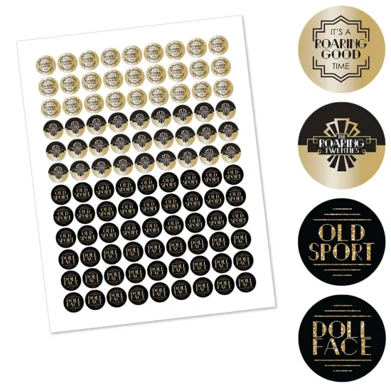 Big Dot of Happiness Roaring 20's - 1920s Art Deco Jazz Party Round Candy Sticker Favors - Labels Fits Chocolate Candy (1 sheet of 108) {3}