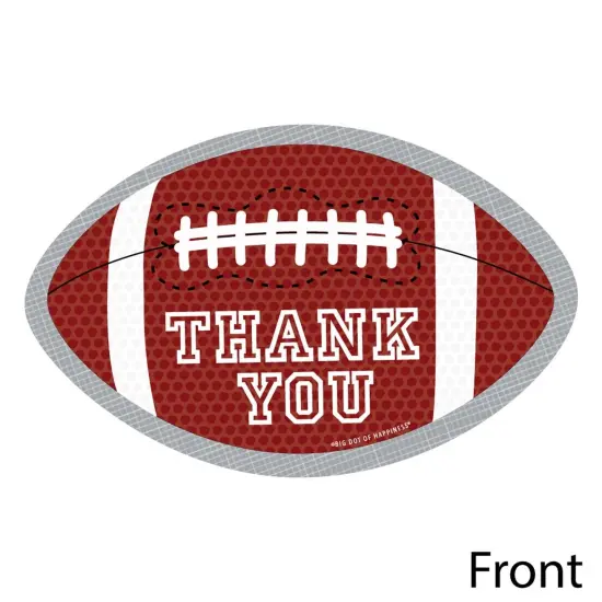 Big Dot of Happiness End Zone - Football - Shaped Thank You Cards - Baby Shower or Birthday Party Thank You Note Cards with Envelopes - Set of 12 {4}