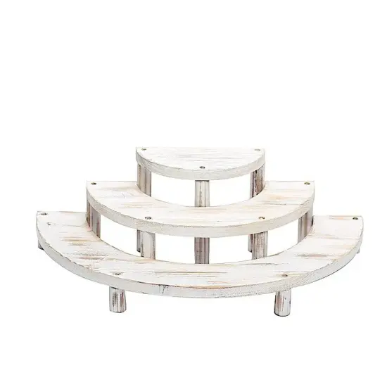 WHITEWASHED 3 Semicircle 3 Tier Wooden Cupcake Dessert DISPLAY STANDS {1}
