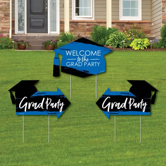 Big Dot of Happiness Blue Grad - Best is Yet to Come - 2 Royal Blue Arrows and 1 Welcome/Thank You Lawn Sign - Double Sided Yard Sign Set - 3 Pieces {1}