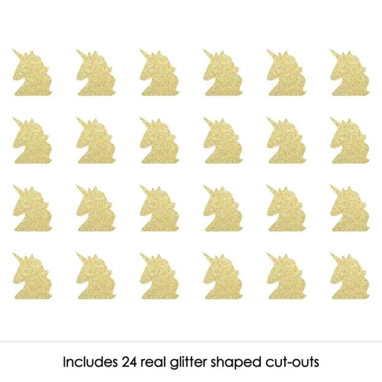 Big Dot of Happiness Gold Glitter Unicorn - No-Mess Real Gold Glitter Cut-Outs - Magical Unicorn Baby Shower or Birthday Party Confetti - Set of 24 {3}