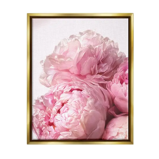Stupell Industries Blush Pink Peonies Florals Framed Floater Canvas Wall Art Gold Floater Frame {1}