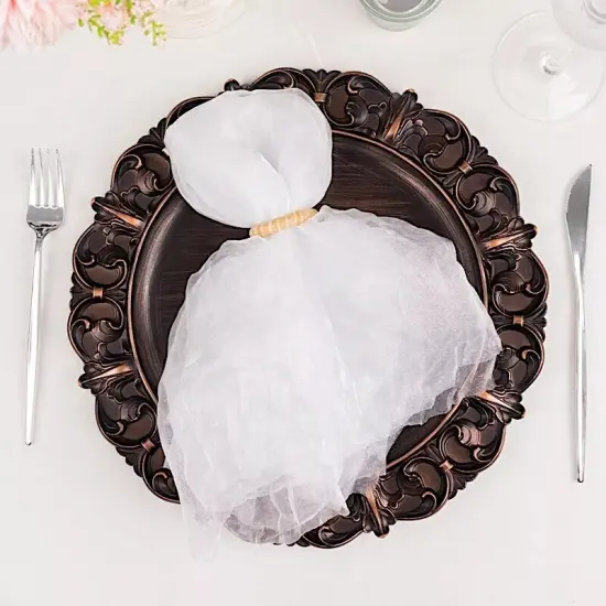 5 5 WHITE Sheer Crinkled Organza Decorative Table Dinner NAPKINS {1}