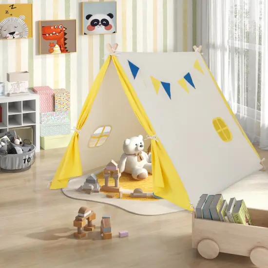Kids Play Tent With Solid Wood Frame Holiday Birthday Gift & Toy For Boys & Girls {2}