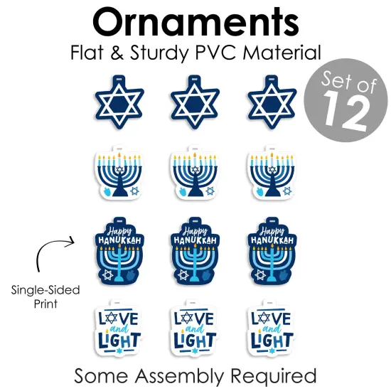 Big Dot of Happiness Hanukkah Menorah - Chanukah Holiday Decorations - Tree Ornaments - Set of 12 {6}