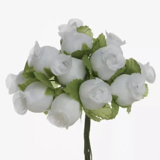 144 pcs White Mini CRAFT ROSE BUDS Wedding Party Favors Supplies {1}