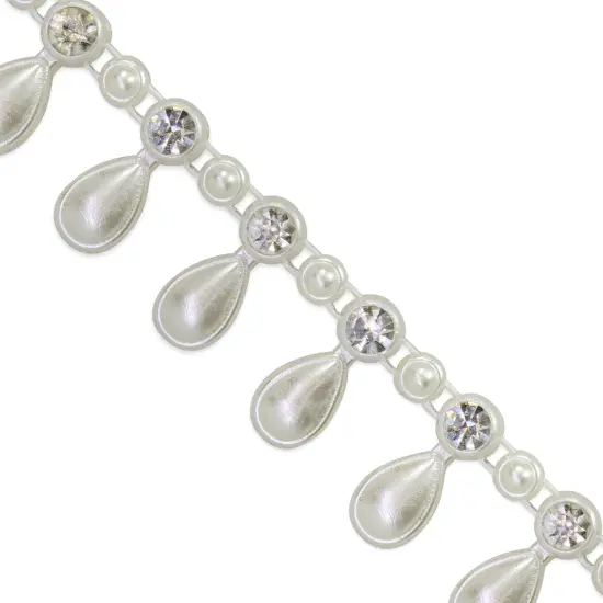 10 yards of Nina 3/4" Teardrop Rhinestone Trim | 10 yard cut White {1}