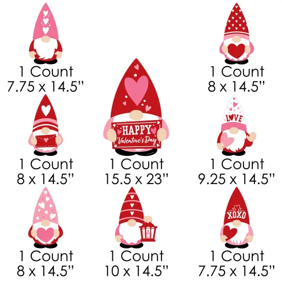 Big Dot of Happiness Valentine Gnomes - Yard Sign and Outdoor Lawn Decorations - Valentine's Day Party Yard Signs - Set of 8 {7}