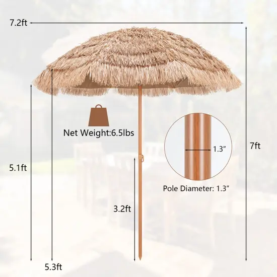 7.2 Feet Patio Thatched Tiki Umbrella Hawaiian Hula Beach Umbrella {5}