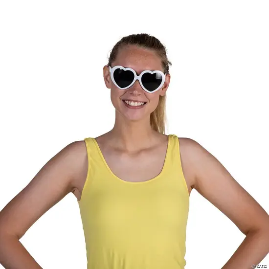 Adults White Heart-Shaped Sunglasses 12 Pieces {3}