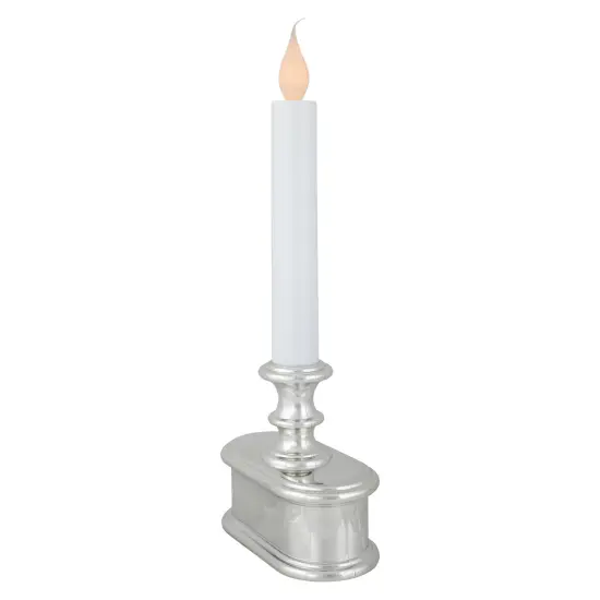Northlight LED Lighted Window Candle with Base - 9.25" - White and Silver {5}