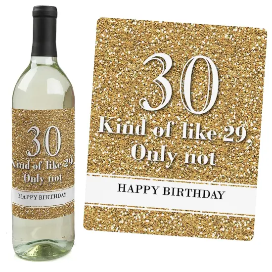 Big Dot of Happiness Adult 30th Birthday - Gold - Birthday Party Gift for Women and Men - Wine Bottle Label Stickers - Set of 4 {3}