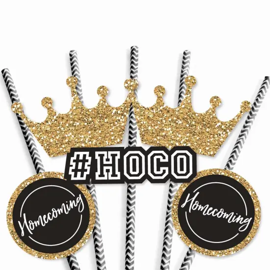 Big Dot of Happiness Hoco Dance - Paper Straw Decor - Homecoming Striped Decorative Straws - Set of 24 {7}
