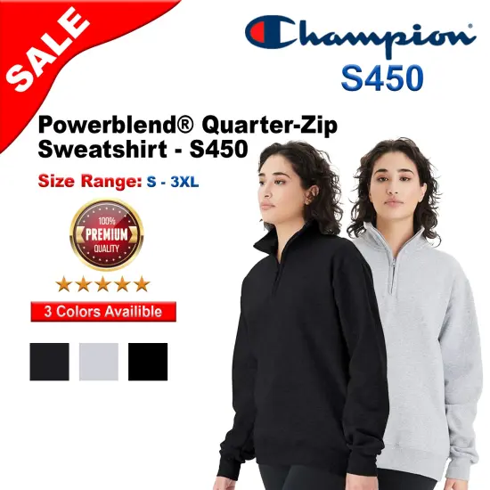Champion&reg; Powerblend Quarter-Zip Sweatshirt Black {2}