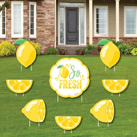 Big Dot of Happiness So Fresh - Lemon - Yard Sign and Outdoor Lawn Decorations - Citrus Lemonade Party Yard Signs - Set of 8 {1}