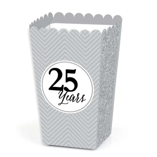 Big Dot of Happiness We Still Do - Silver 25th Wedding Anniversary Party Favors Popcorn Treat Boxes - Set of 12 {1}