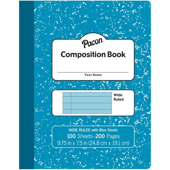 Pastel Composition Book, Blue Marble Cover, Light Blue Sheets, 3/8" Ruled, 9-3/4" x 7-1/2", 100 Sheets, Pack of 6 {2}