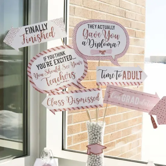 Big Dot of Happiness Funny Rose Gold Grad - Graduation Party Photo Booth Props Kit - 10 Piece {7}