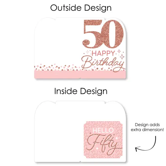 Big Dot of Happiness 50th Pink Rose Gold Birthday - Happy Birthday Giant Greeting Card - Big Shaped Jumborific Card - 16.5 x 22 inches {7}