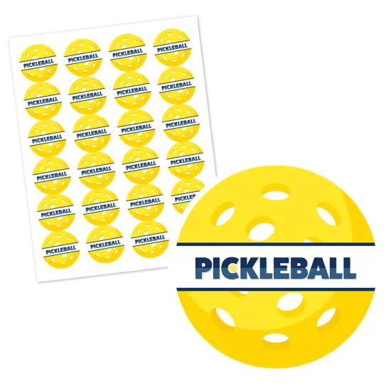 Big Dot of Happiness Let&rsquo;s Rally - Pickleball - Birthday or Retirement Party Circle Sticker Labels - 24 Count {3}