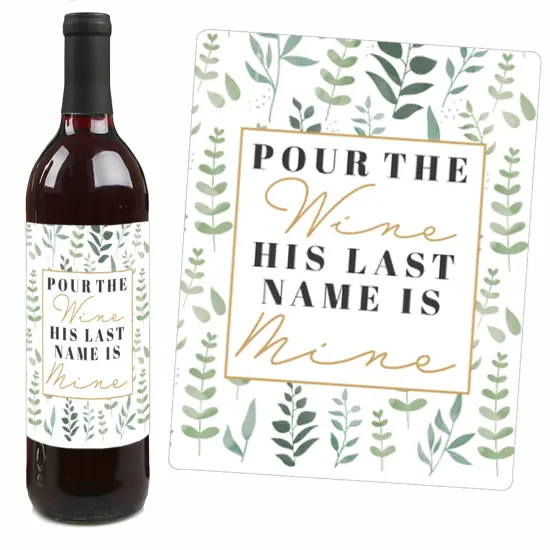 Big Dot of Happiness Boho Botanical Bride - Greenery Bridal Shower & Wedding Party Decorations - Wine Bottle Label Stickers - Set of 4 {4}