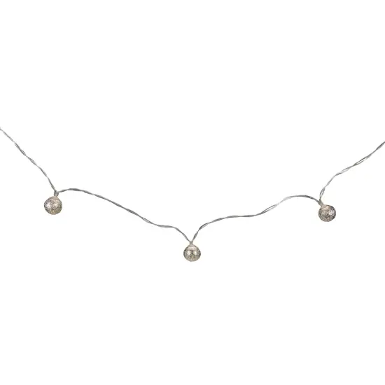 Northlight LED Silver Metal Ball Christmas Light Set - 6.25' Clear Wire - 10ct {4}