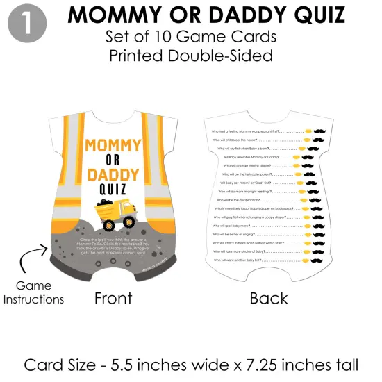 Big Dot of Happiness Dig It - Construction Party Zone - 4 Baby Shower Games - 10 Cards Each - Gamerific Bundle {6}