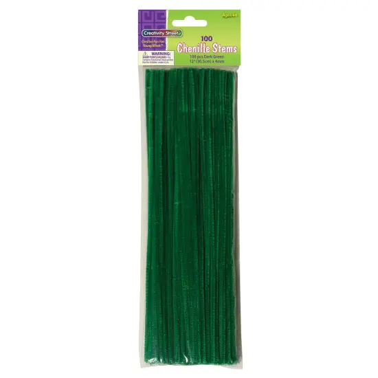 Regular Stems, Dark Green, 12" x 4 mm, 100 Per Pack, 12 Packs {2}