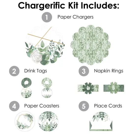 Big Dot of Happiness Boho Botanical - Greenery Party Paper Charger and Table Decorations - Chargerific Kit - Place Setting for 8 {4}