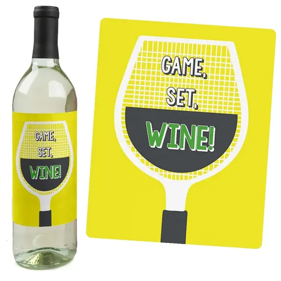 Big Dot of Happiness You Got Served - Tennis Decorations for Women and Men - Tennis Ball Party Wine Bottle Label Stickers - Set of 4 {6}