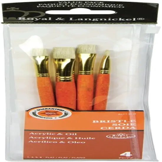 Royal & Langnickel(R) Bristle Value Pack Brush Set-Flat 4/Pkg {1}