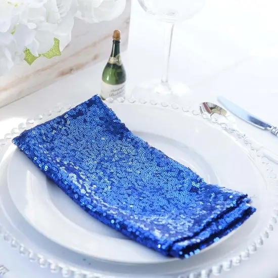 20" Sequined Napkin for Wedding Party Royal blue {3}