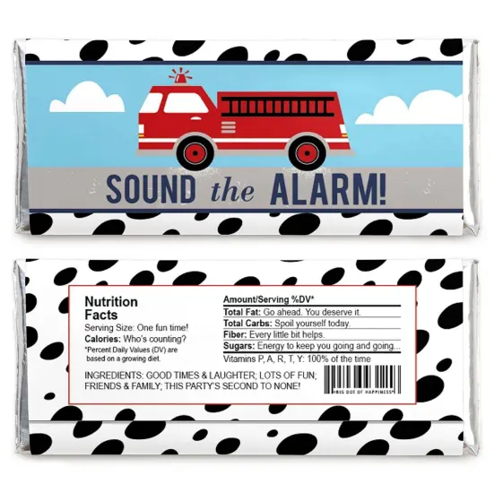 Big Dot of Happiness Fired Up Fire Truck - Candy Bar Wrapper Firefighter Firetruck Baby Shower or Birthday Party Favors - Set of 24 {3}