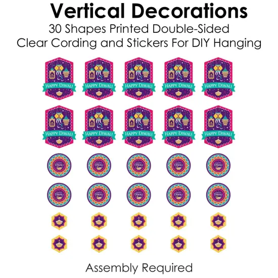 Big Dot of Happiness Happy Diwali - Festival of Lights Party DIY Dangler Backdrop - Hanging Vertical Decorations - 30 Pieces {6}