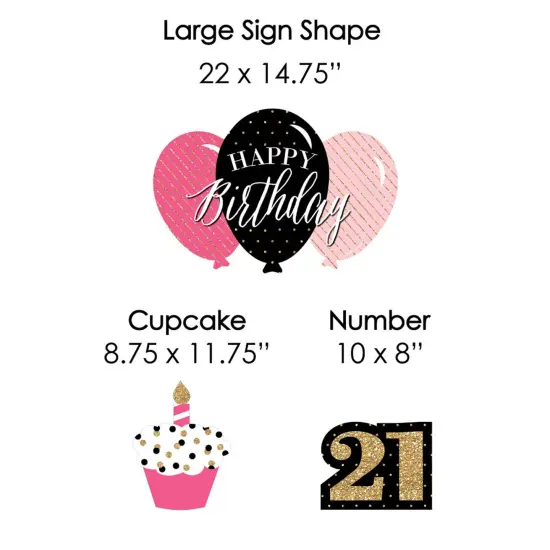 Big Dot of Happiness Finally 21 Girl - 21st Birthday - Yard Sign and Outdoor Lawn Decorations - 21st Happy Birthday Party Yard Signs - Set of 8 {7}