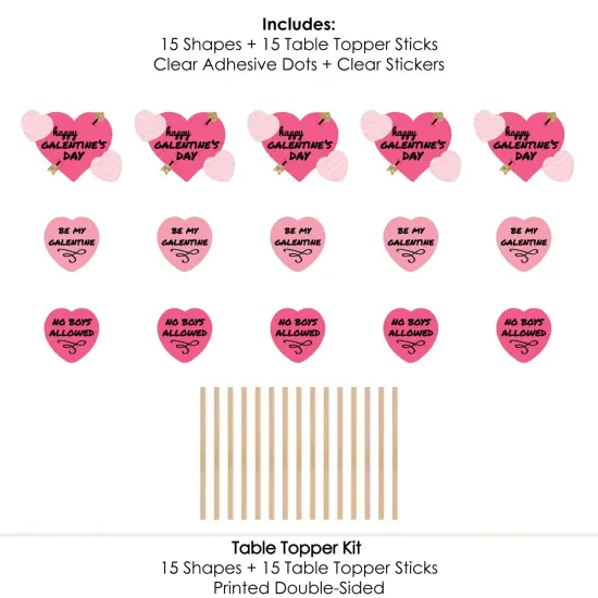 Big Dot of Happiness Be My Galentine - Galentine's and Valentine's Day Party Centerpiece Sticks - Table Toppers - Set of 15 {7}