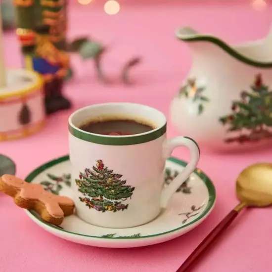 Spode Christmas Tree Espresso Cup and Saucer, Set of 4 {2}