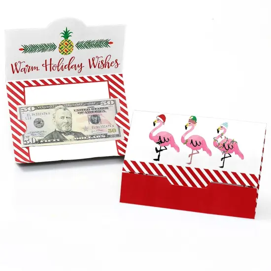 Big Dot of Happiness Flamingle Bells - Tropical Christmas Party Money and Gift Card Holders - Set of 8 {1}