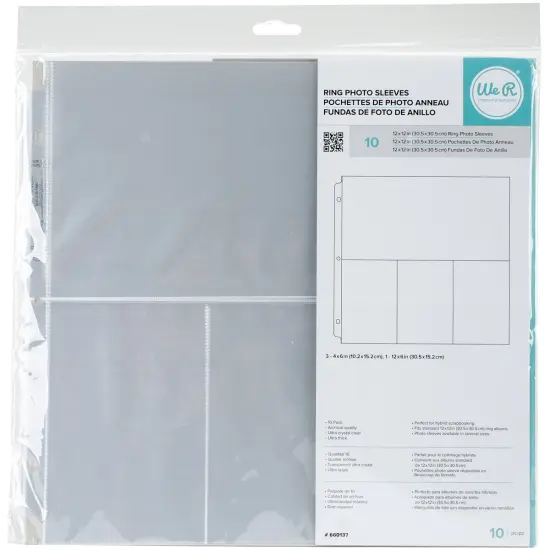 We R Ring Photo Sleeves 12"X12" 10/Pkg-(3) 6"X4" & (1) 6"X12" Pockets {1}