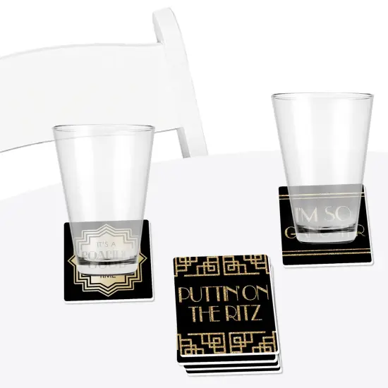 Big Dot of Happiness Roaring 20's - Funny 1920s Art Deco Jazz Party Decorations - Drink Coasters - Set of 6 {4}