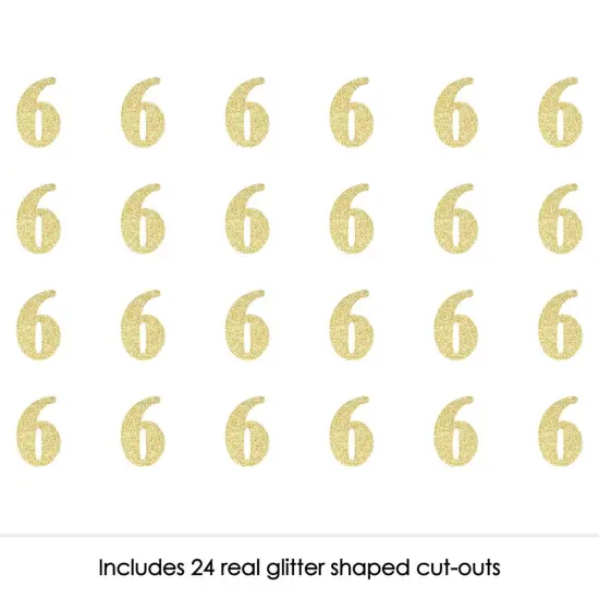Big Dot of Happiness Gold Glitter 6 - No-Mess Real Gold Glitter Cut-Out Numbers - 6th Birthday Party Confetti - Set of 24 {3}