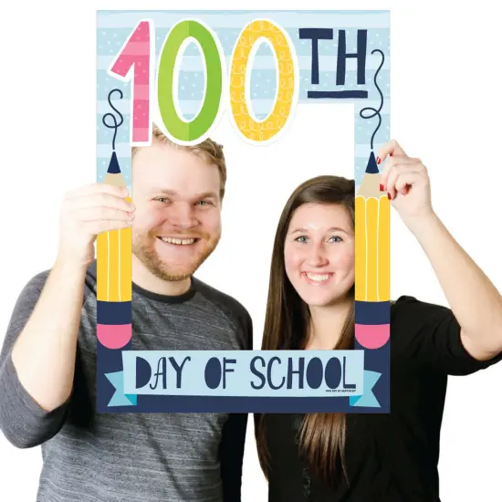 Big Dot of Happiness Happy 100th Day of School - 100 Days Party Selfie Photo Booth Picture Frame and Props - Printed on Sturdy Material {6}